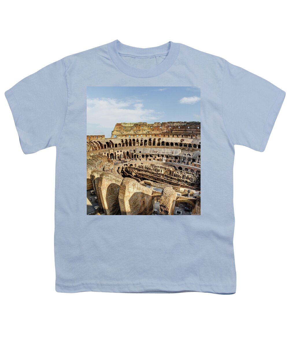 Colosseum Youth T-Shirt featuring the photograph Colosseum from above by Weston Westmoreland