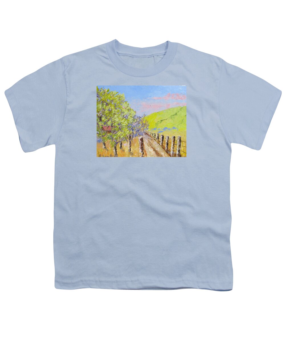 Landscape Youth T-Shirt featuring the painting Country Road Pallet Knife by Lisa Boyd