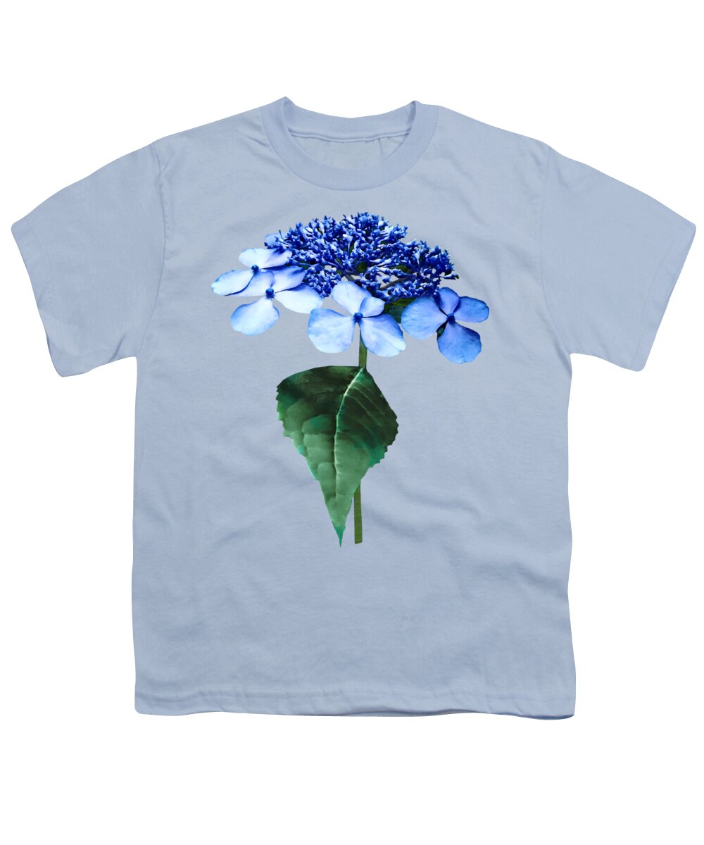 Hydrangea Youth T-Shirt featuring the photograph Delicate Blue Lacecap Hydrangea by Susan Savad