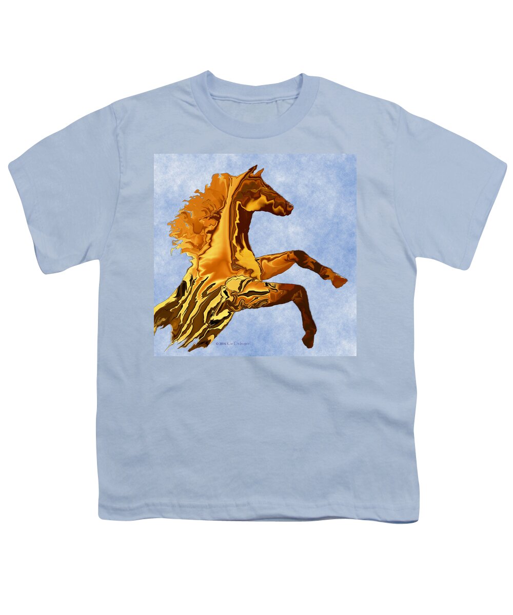 Horse Youth T-Shirt featuring the digital art Montana Horse 2 square by Kae Cheatham