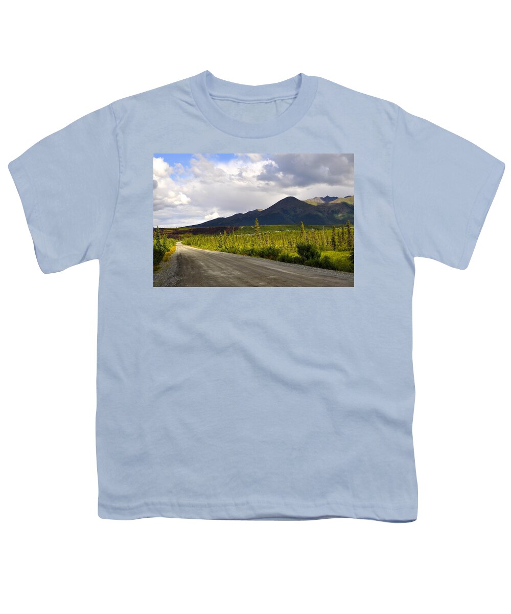 Denali Highway Youth T-Shirt featuring the photograph Driving the Denali Highway by Cathy Mahnke