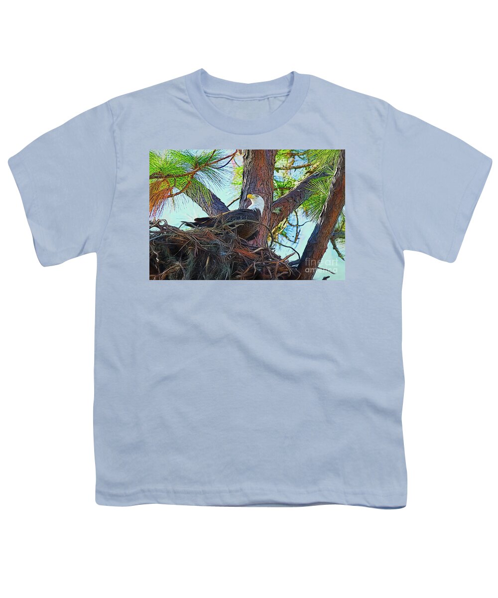 Eagle Youth T-Shirt featuring the painting Eagle Nest Painterly by Deborah Benoit
