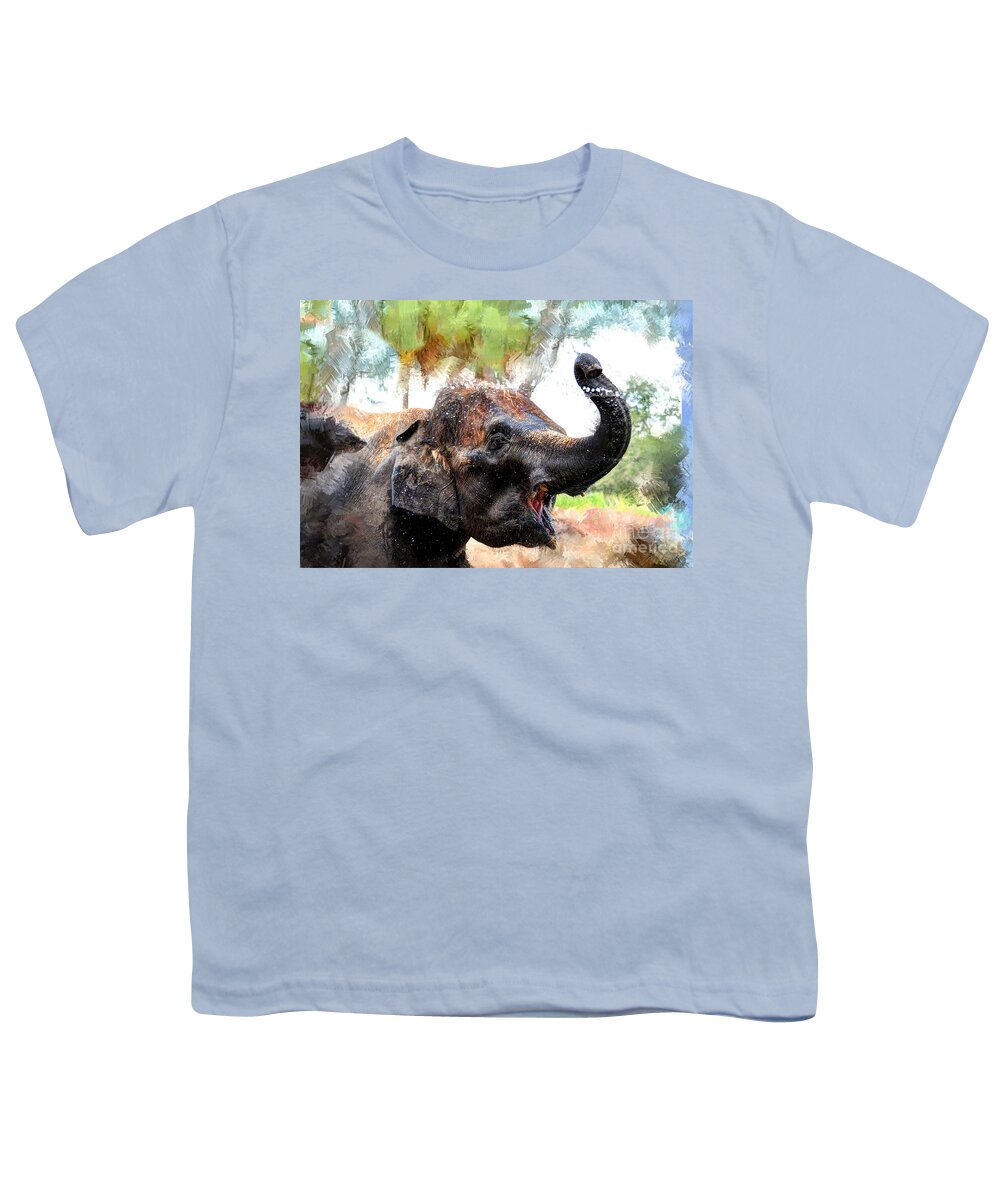 Elephant Youth T-Shirt featuring the digital art Elephant by Savannah Gibbs