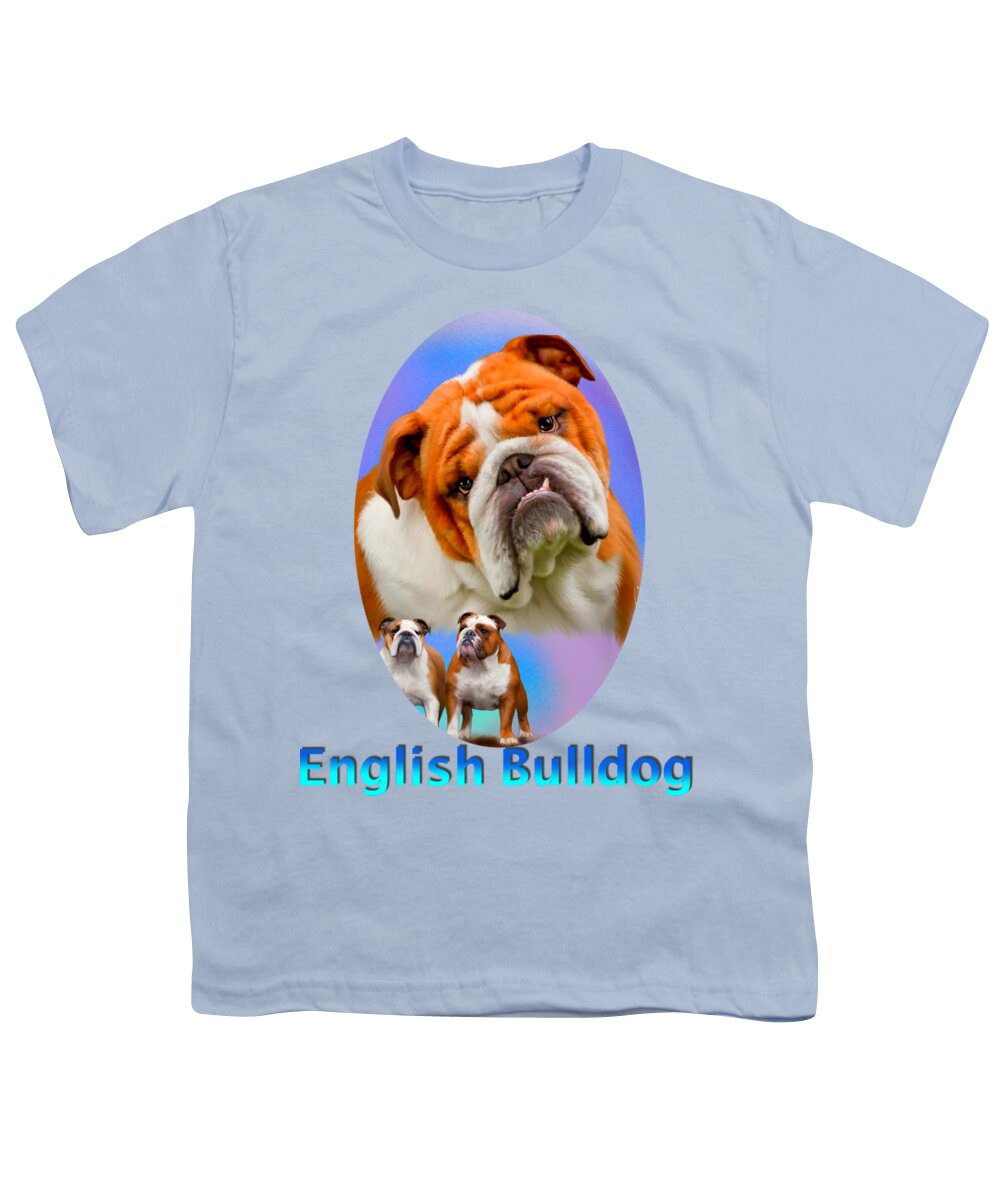 English Bulldog Youth T-Shirt featuring the painting English Bulldog With Border by Becky Herrera
