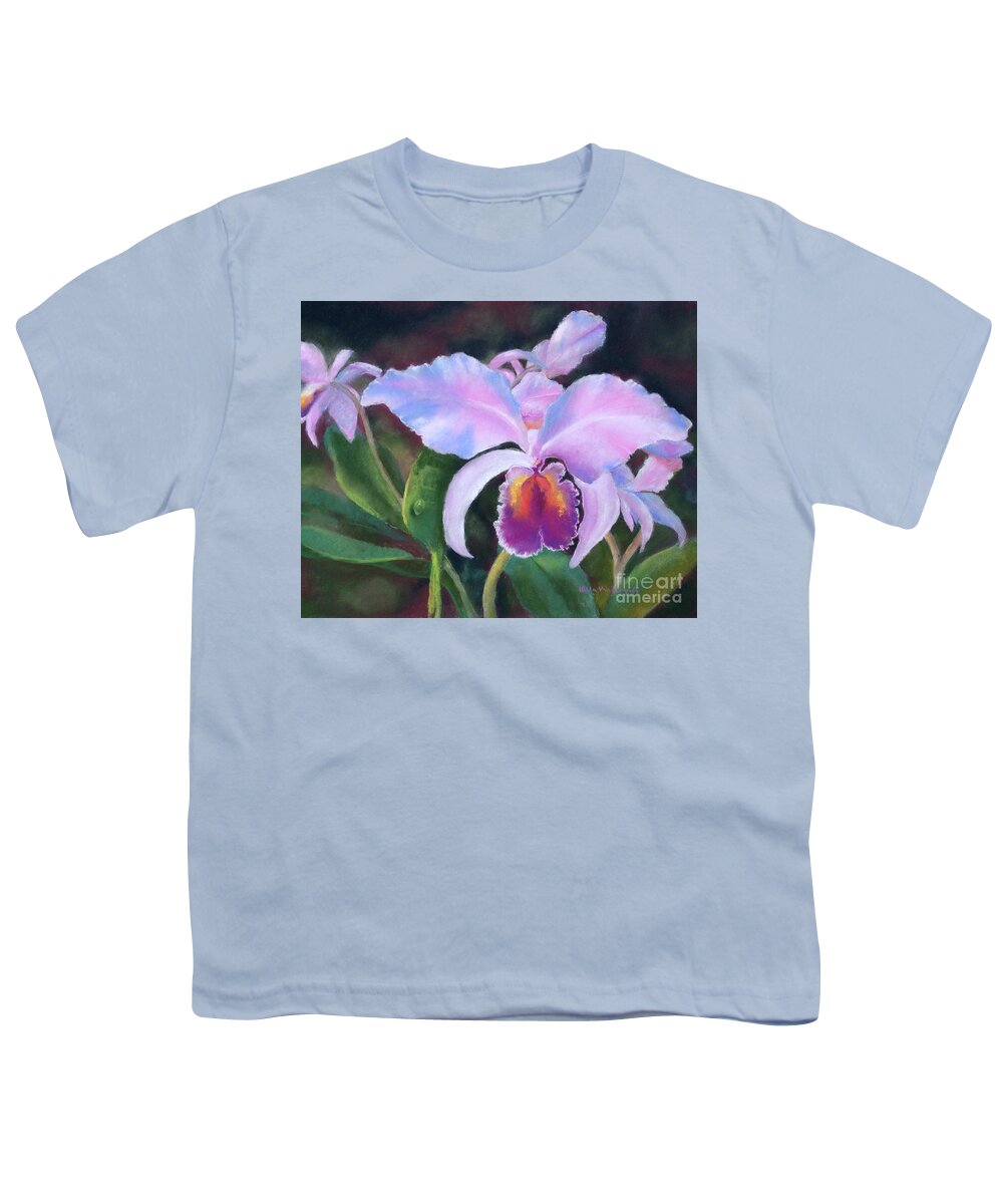 Exotic Orchid Youth T-Shirt featuring the painting Exotic Pink Orchid by Hilda Vandergriff