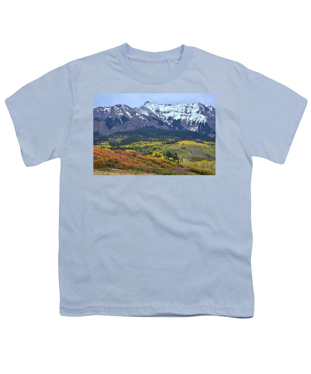 Colorado Youth T-Shirt featuring the photograph Fall Color Comes to Hillsides along Last Dollar Road by Ray Mathis