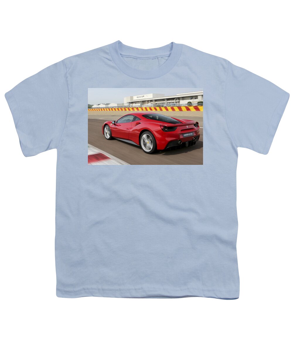 Ferrari 488 Youth T-Shirt featuring the photograph Ferrari 488 by Jackie Russo