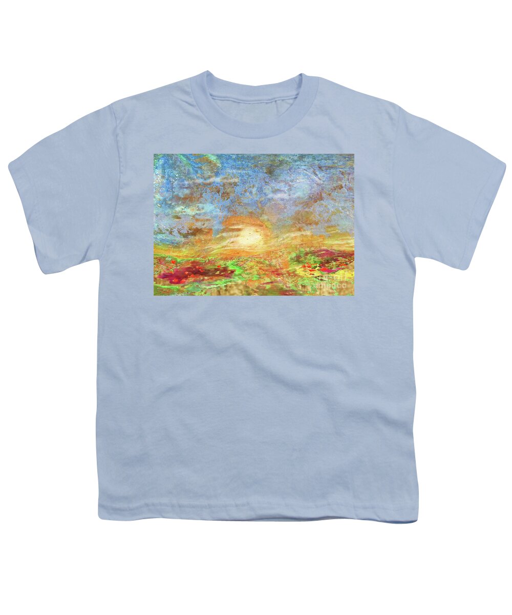 Contemporary Art Youth T-Shirt featuring the painting Field At Sunset by Desiree Paquette