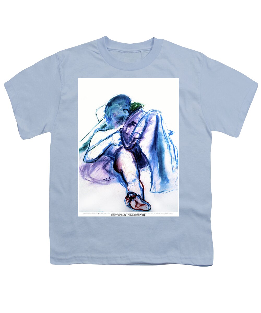 A Set Of Figure Studies Youth T-Shirt featuring the drawing Figure Study Eleven by Scott Wallin