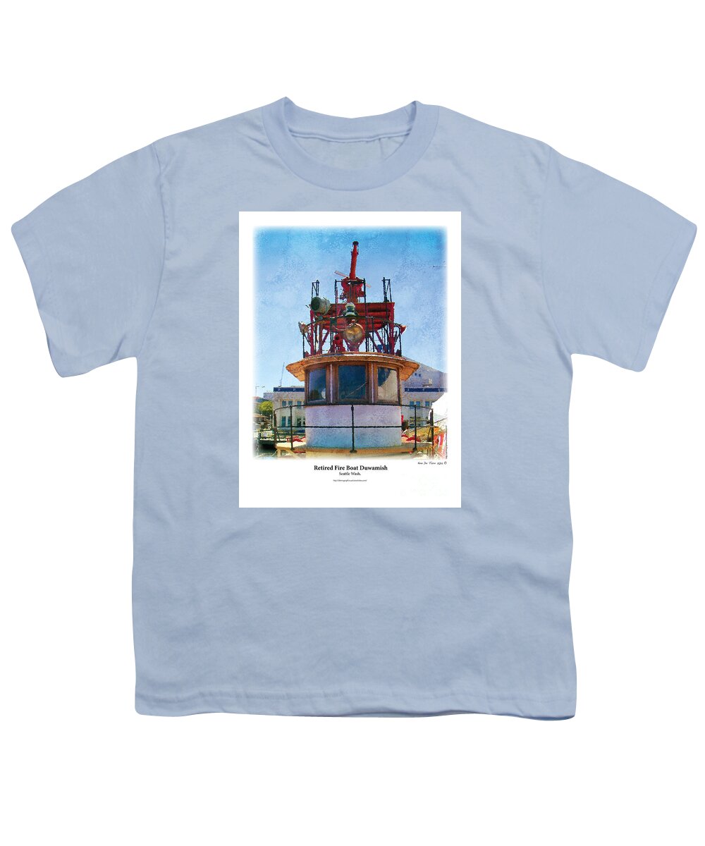 Boat Youth T-Shirt featuring the painting Fire Boat by Kenneth De Tore