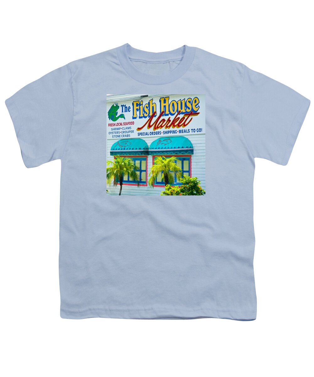 Bonita Springs Youth T-Shirt featuring the photograph Fish House Market in Bonita Springs by Ginger Wakem