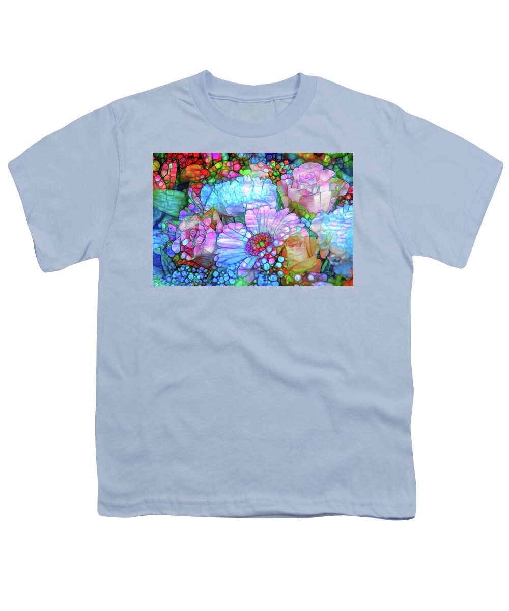 Flowers Youth T-Shirt featuring the mixed media Floral abstraction by Lilia S