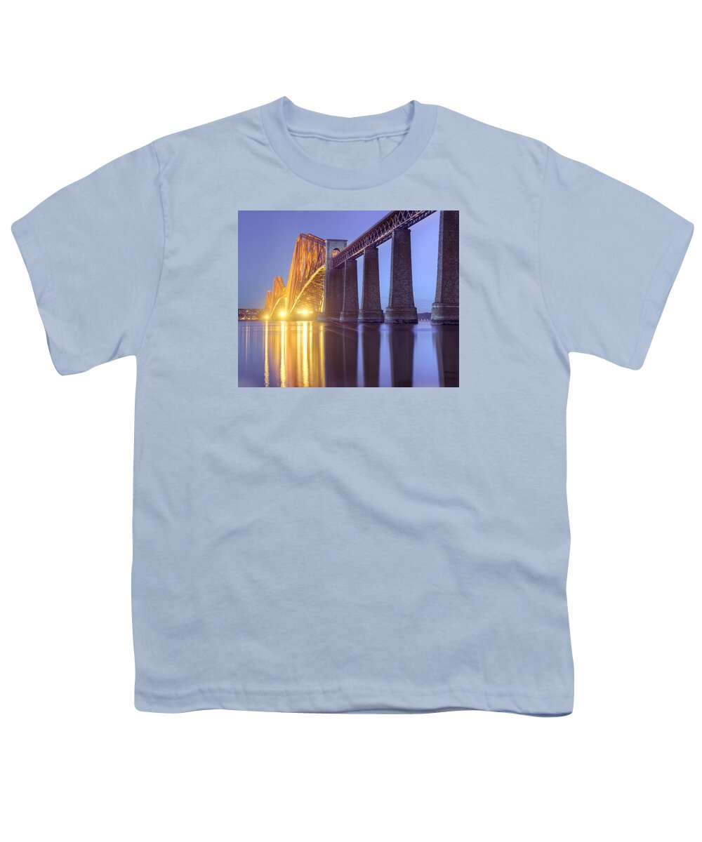 Forth Youth T-Shirt featuring the photograph Forth Bridge Twilight by Ray Devlin