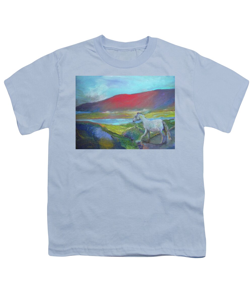 Horse Youth T-Shirt featuring the painting Free Spirit by Susan Esbensen