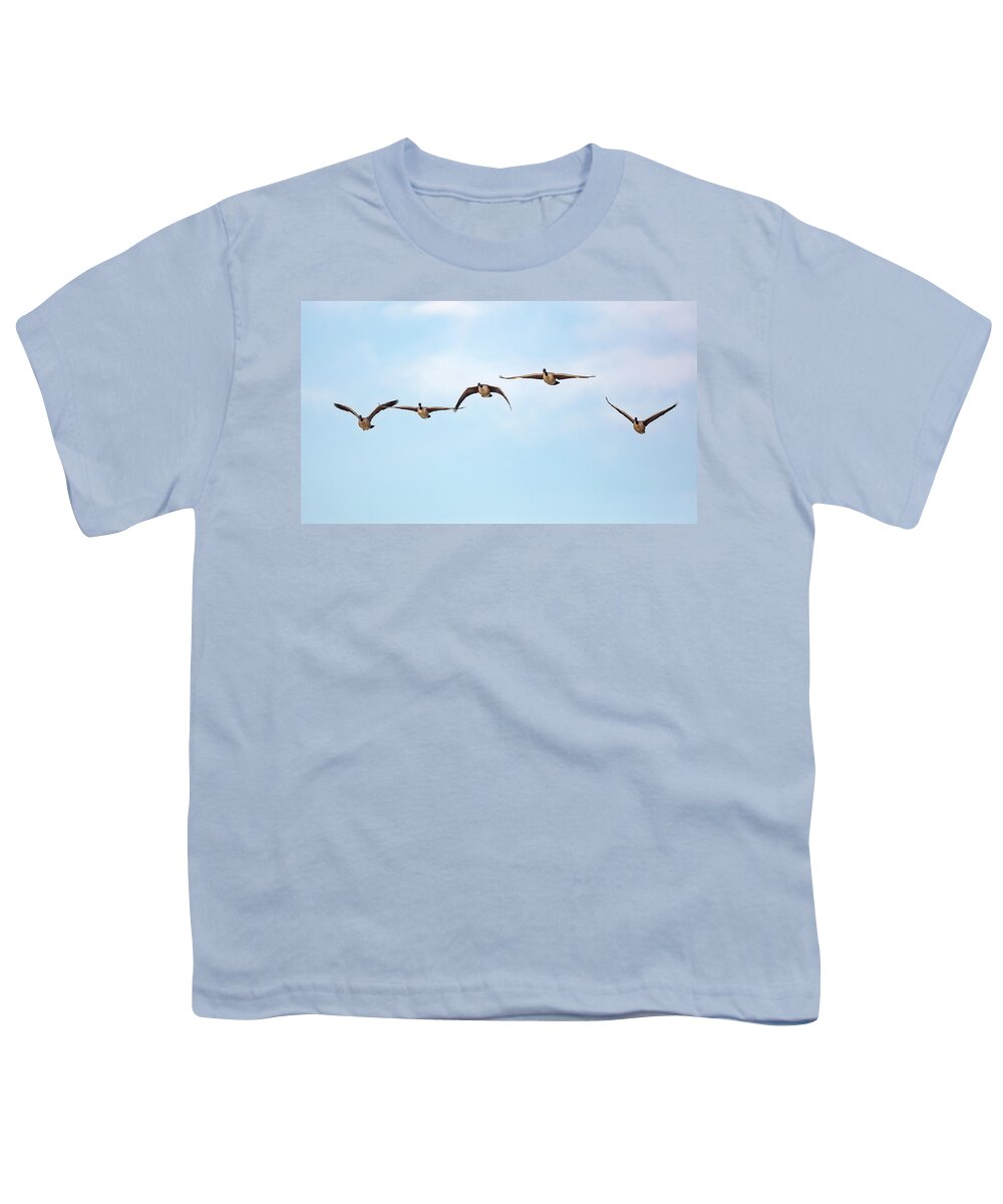 Birds In Flight Youth T-Shirt featuring the photograph Geese in Flight 2018 by Bill Wakeley