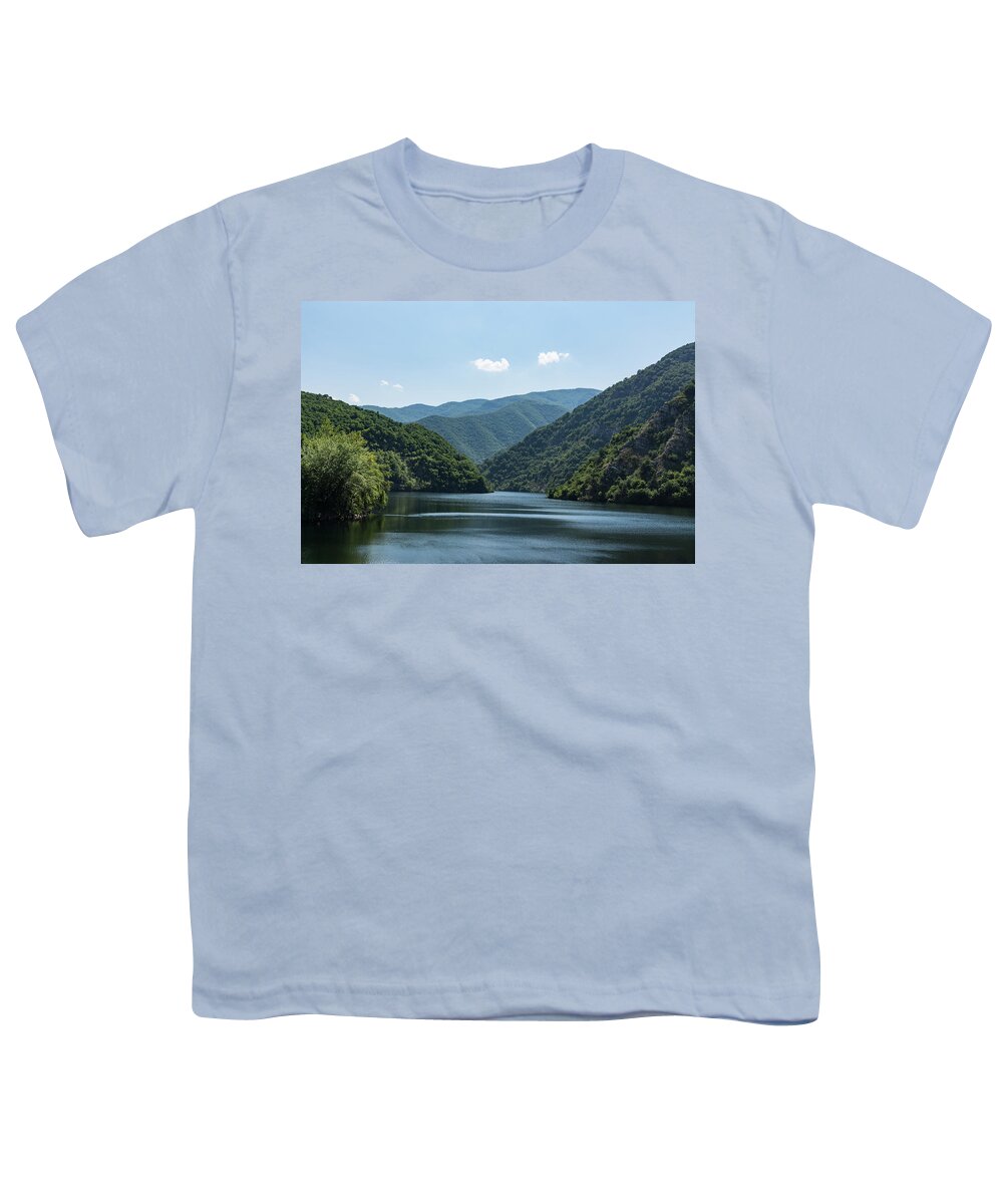 Georgia Mizuleva Youth T-Shirt featuring the photograph Gentle Breeze - Calm Mountain Lake Ruffled by the Wind by Georgia Mizuleva