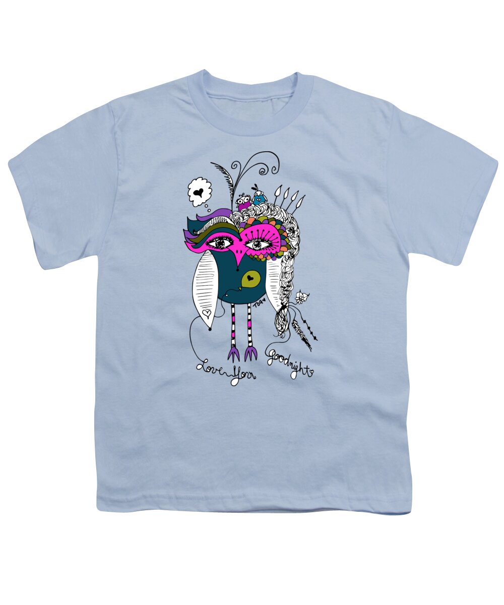 Owl Youth T-Shirt featuring the digital art Goodnight Owl by Tara Griffin