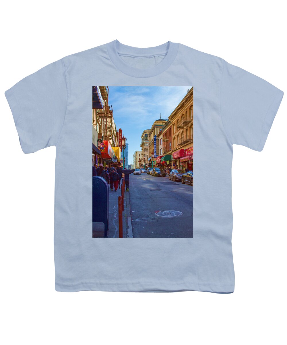 Bonnie Follett Youth T-Shirt featuring the photograph Grant Street in Chinatown by Bonnie Follett