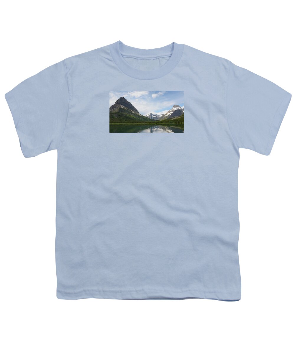 Swiftcurrent Mountain Youth T-Shirt featuring the photograph Grinnell, Swiftcurrent and Wilbur- We Three Mountains by Whispering Peaks Photography