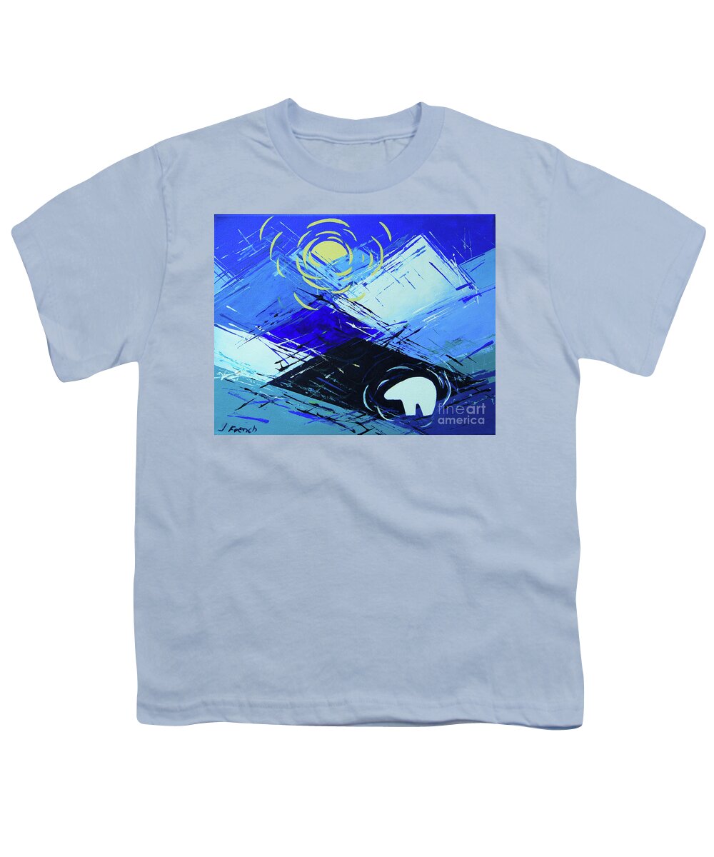 Art Youth T-Shirt featuring the painting Guardian Bear Winter by Jeanette French