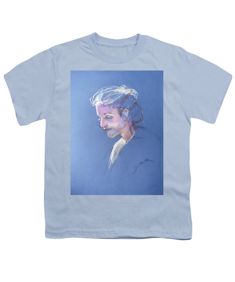 Headshot Youth T-Shirt featuring the painting Head study 6 by Barbara Pease