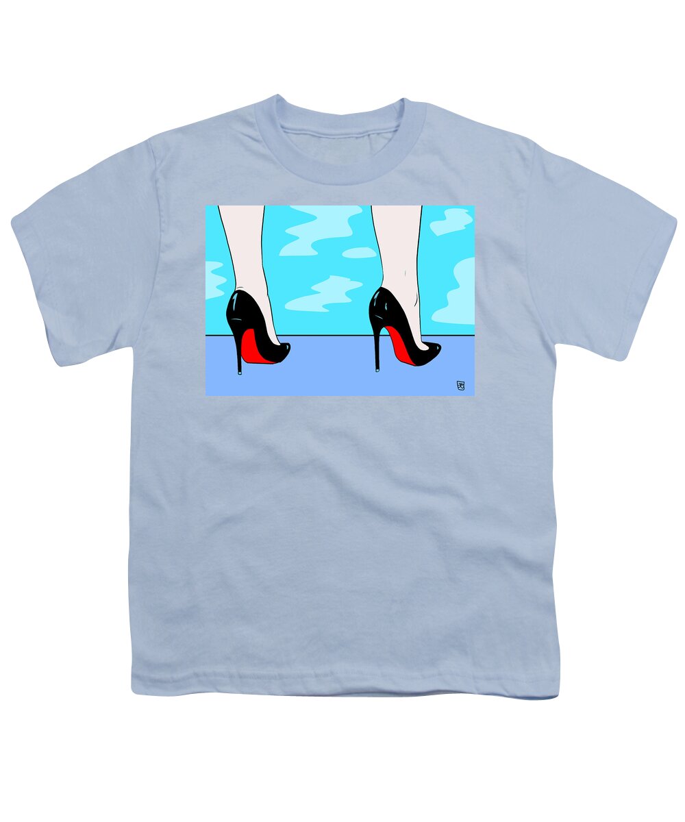 Heels Youth T-Shirt featuring the drawing Heels By The Pool by Giuseppe Cristiano