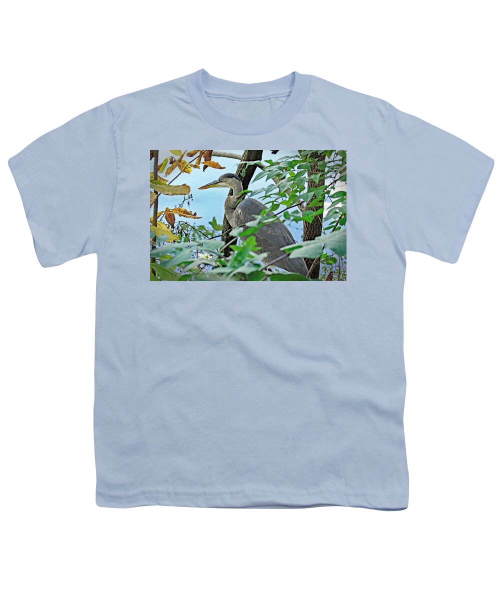 Great Blue Heron Youth T-Shirt featuring the photograph Heron Hideout by Gina Fitzhugh