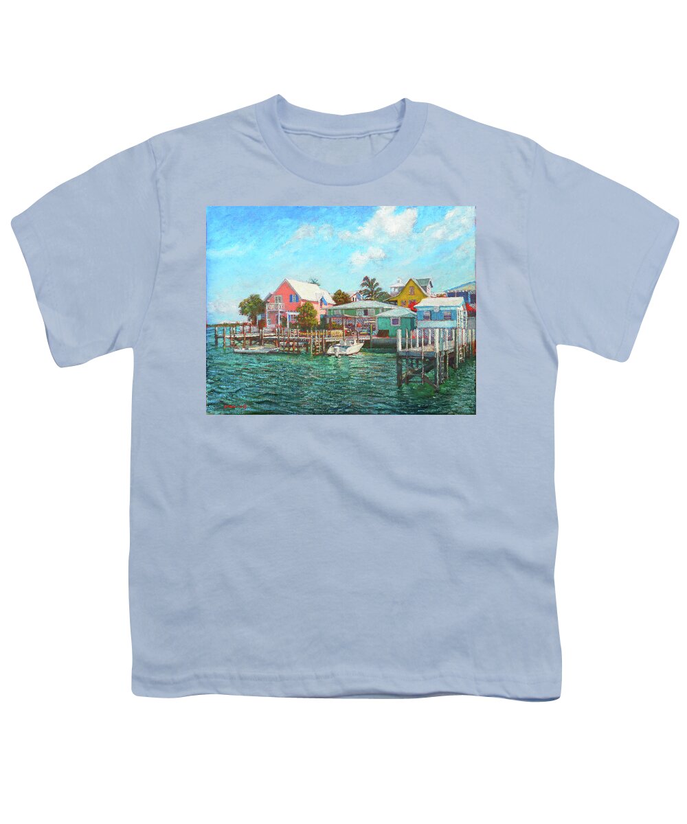 Hope Town Youth T-Shirt featuring the painting Hope Town By The Sea by Ritchie Eyma