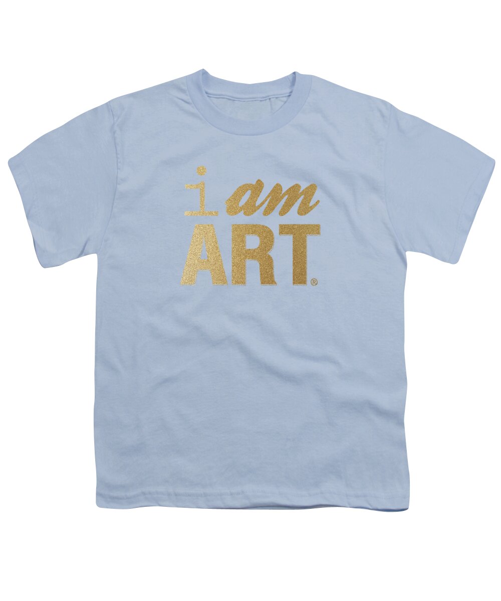 I Am Art Youth T-Shirt featuring the mixed media I Am Art- Gold by Linda Woods