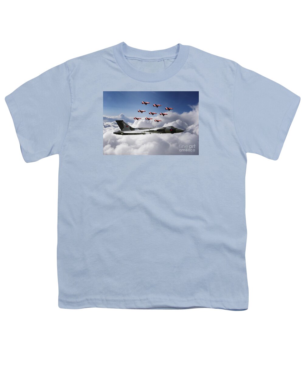 Avro Youth T-Shirt featuring the digital art In Formation With XH558 by Airpower Art