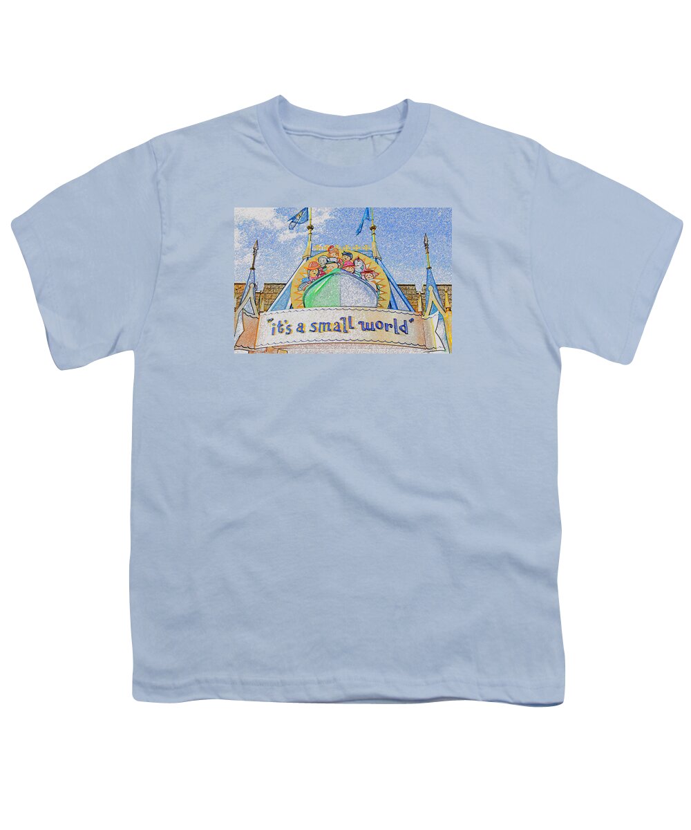 It's A Small World Ride Youth T-Shirt featuring the painting It's a Small World entrance original work by David Lee Thompson