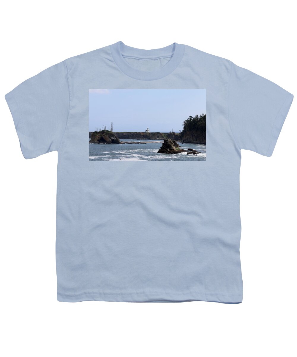 Lighthouse Youth T-Shirt featuring the photograph Lighthouse on the Oregon Coast by Christy Pooschke