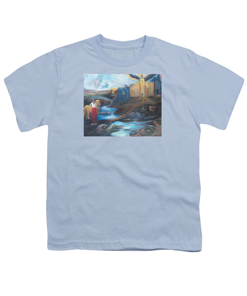 Symbolic Youth T-Shirt featuring the painting Lion Girl by Susan Esbensen