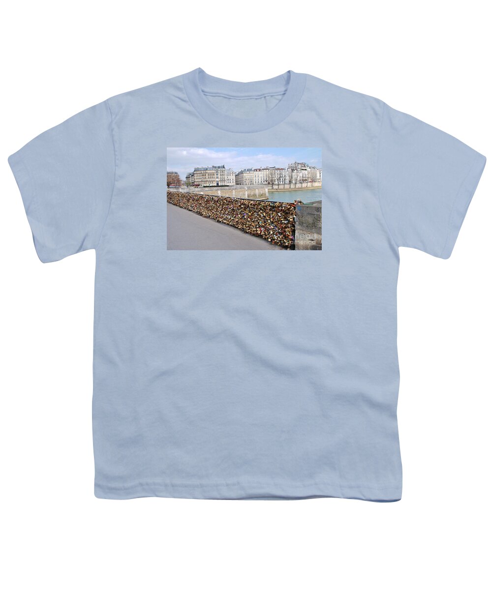 Paris Youth T-Shirt featuring the photograph Locking Love in Paris by David Fowler
