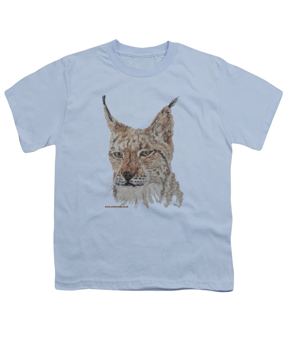 Lynx Youth T-Shirt featuring the painting Lynx t-shirt by David Capon