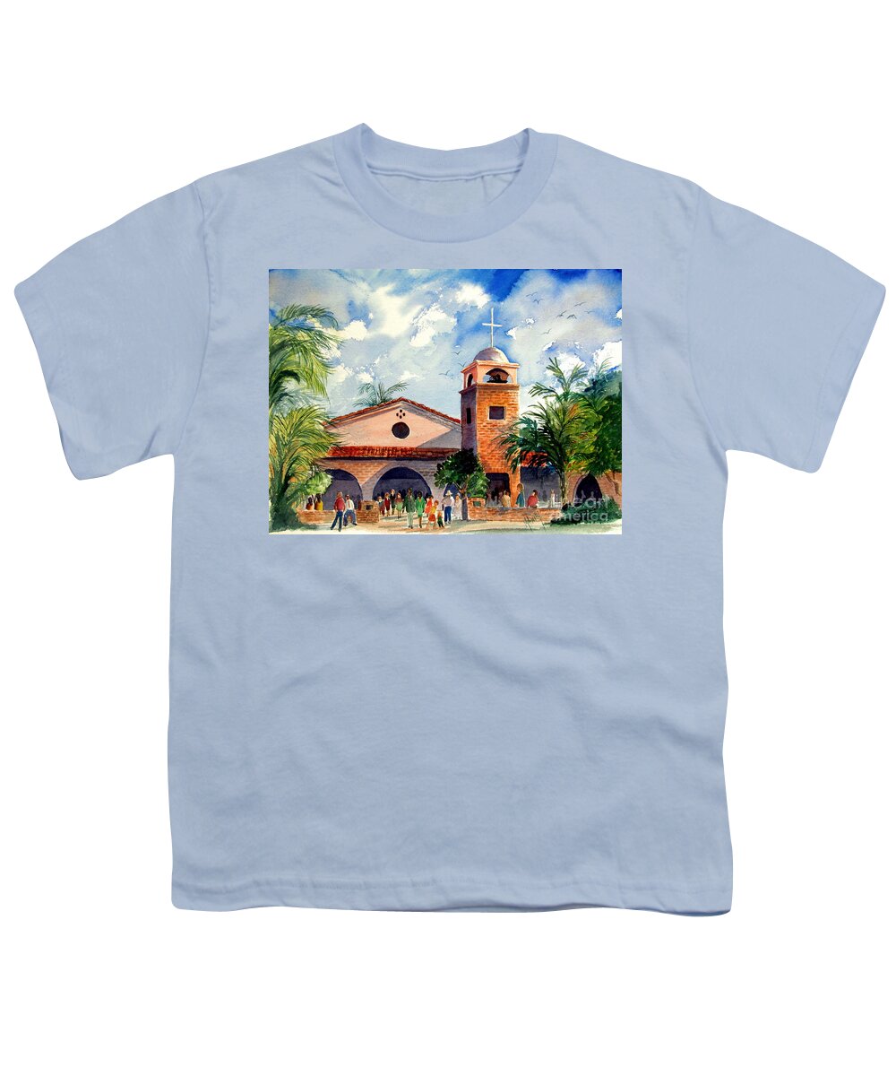 Church Youth T-Shirt featuring the painting Methodist Church Gilbert AZ by Marilyn Smith