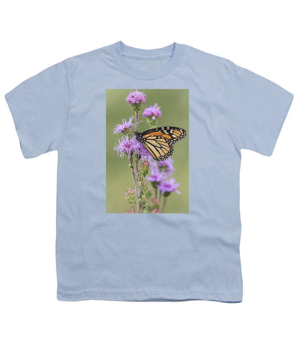 Monarch Butterfly Youth T-Shirt featuring the photograph Monarch and Blazing Star 1-2015 by Thomas Young