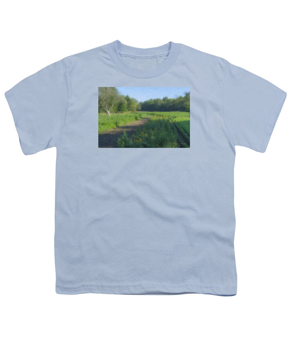 Langwater Farm Youth T-Shirt featuring the painting Morning Walk at Langwater Farm by Bill McEntee