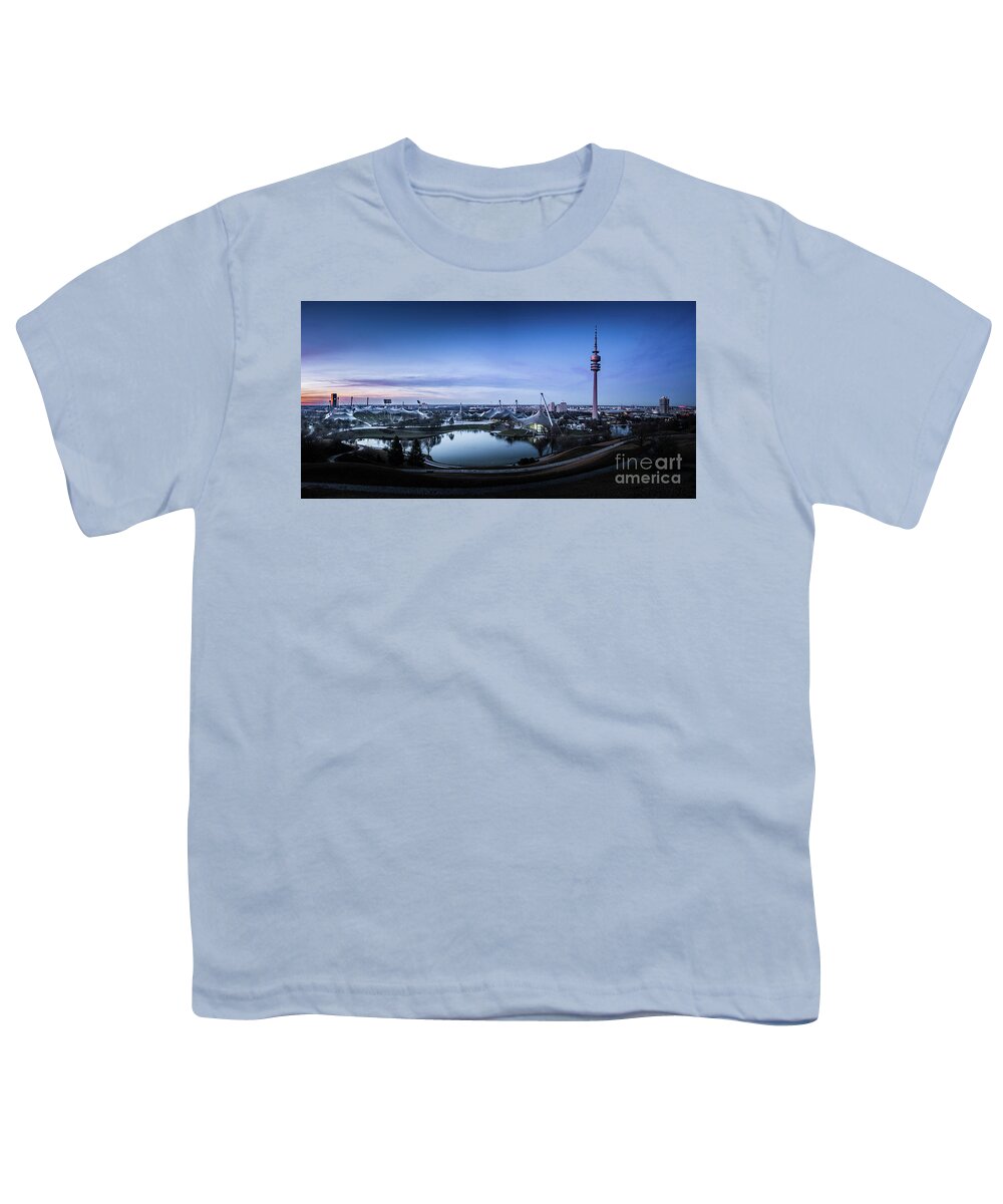 2x1 Youth T-Shirt featuring the photograph Munich - watching the sunset at the Olympiapark by Hannes Cmarits