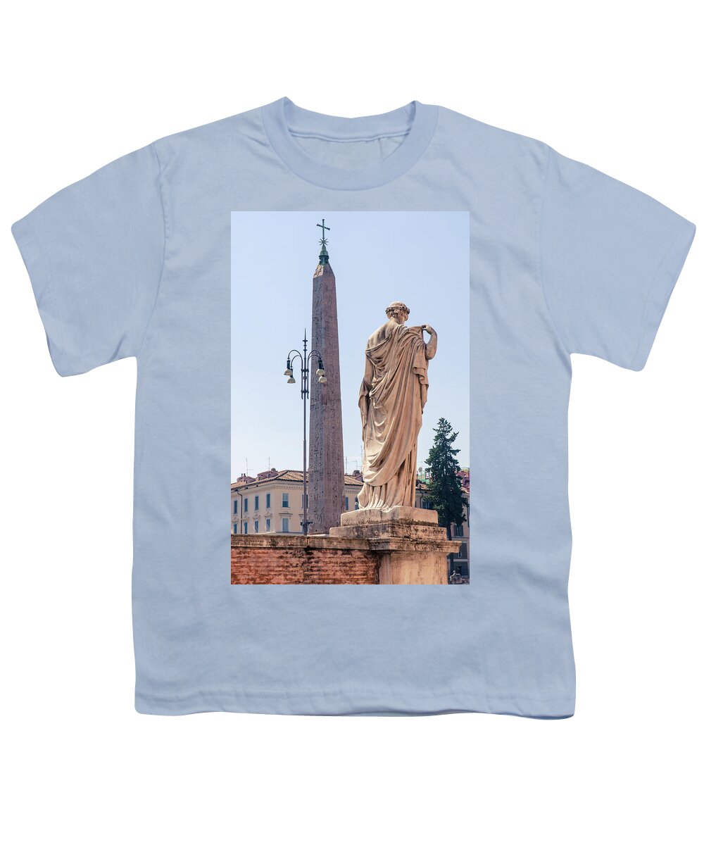Obelisk Youth T-Shirt featuring the photograph Obelisk in Rome by AM FineArtPrints