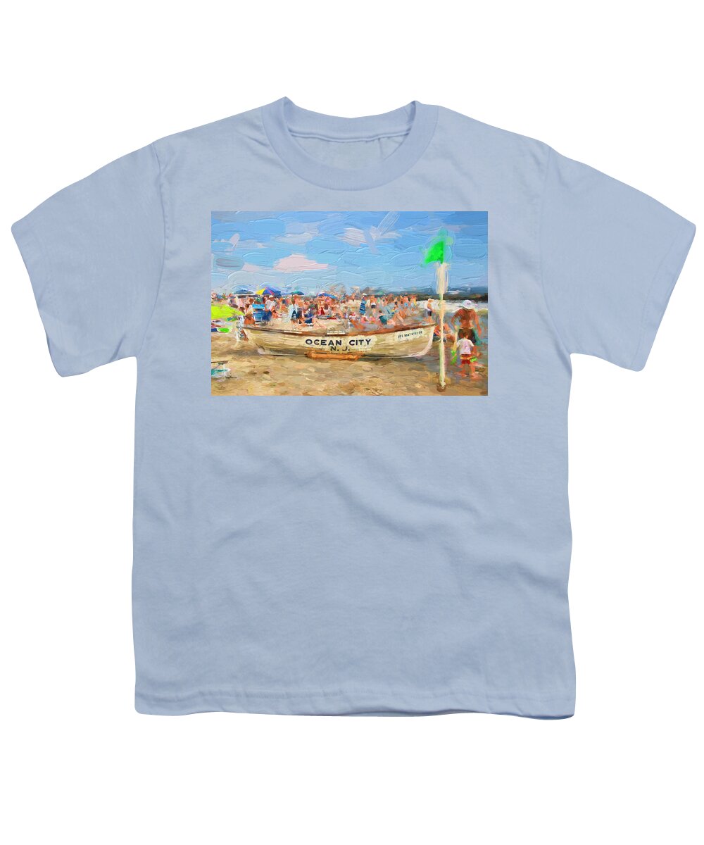 Ocean City Rescue Youth T-Shirt featuring the photograph Ocean City Rescue Boat 2 by Allen Beatty