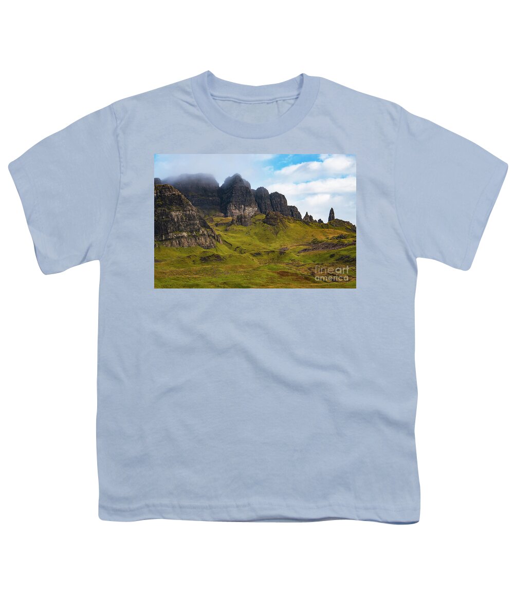 Old Man Of Storr Youth T-Shirt featuring the photograph Old Man of Storr Hike by Bob Phillips