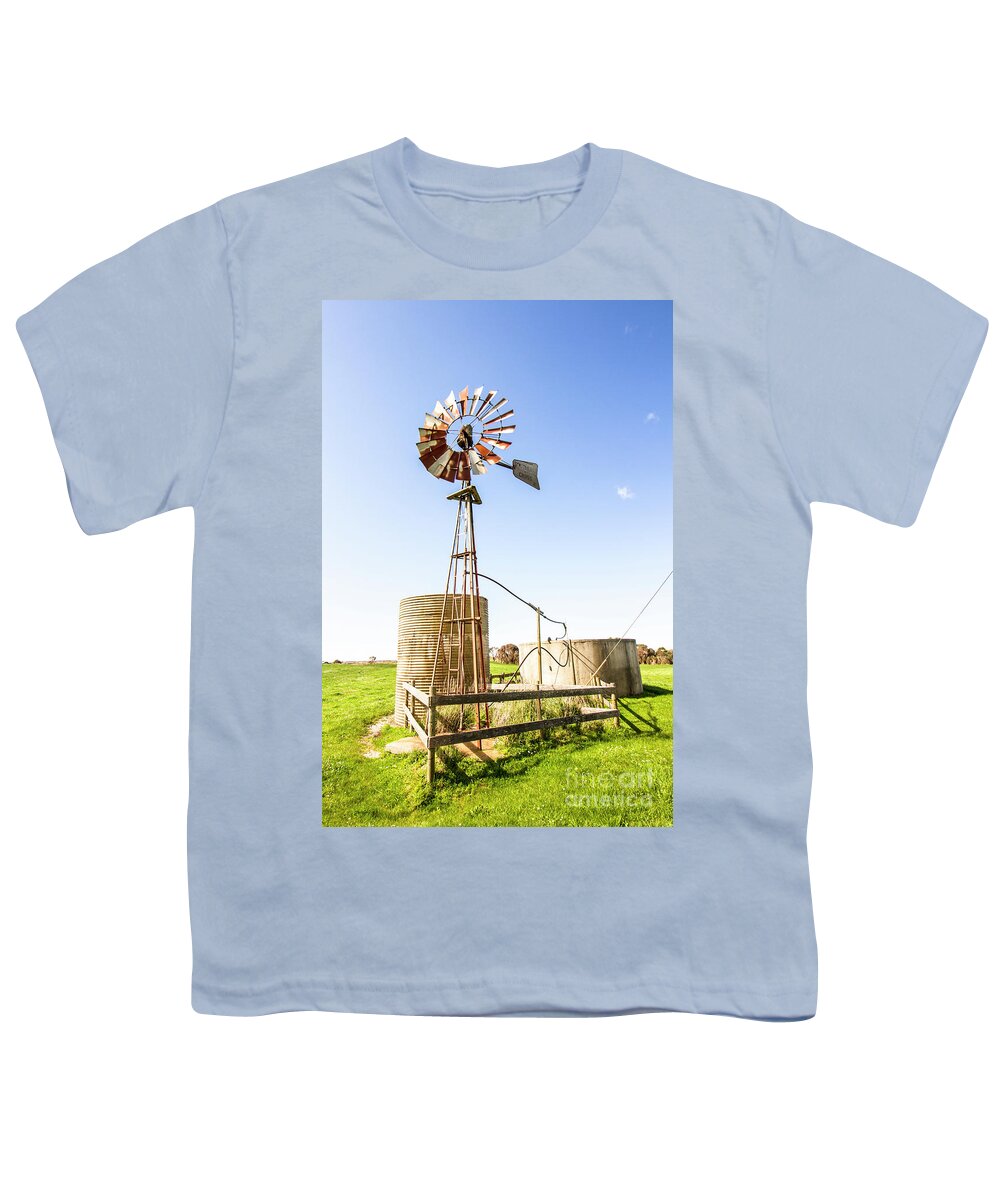 Rural Youth T-Shirt featuring the photograph Outback Australian farm mill by Jorgo Photography