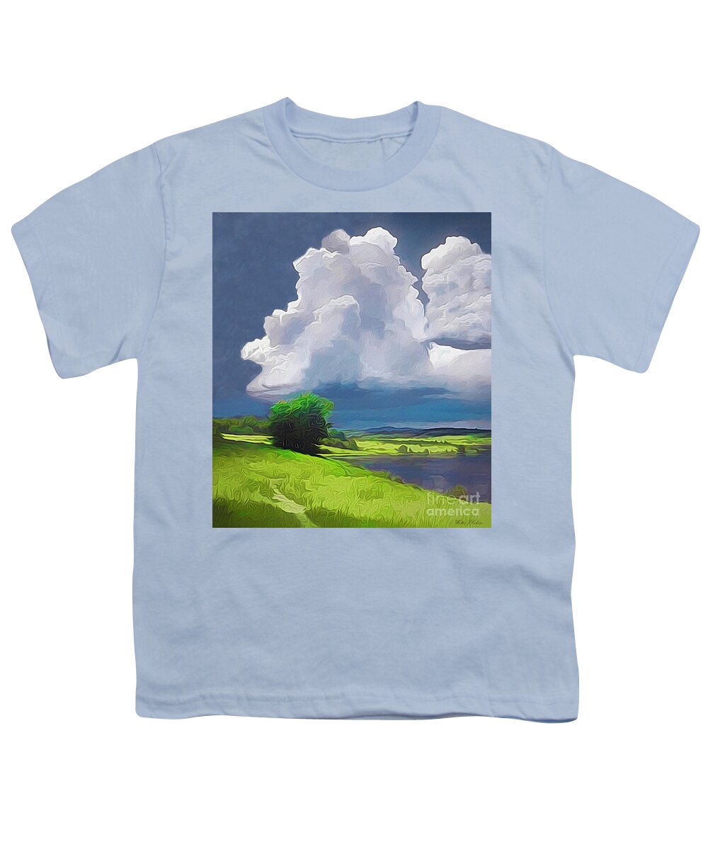 Cloud Youth T-Shirt featuring the digital art Painted Clouds by Walter Colvin