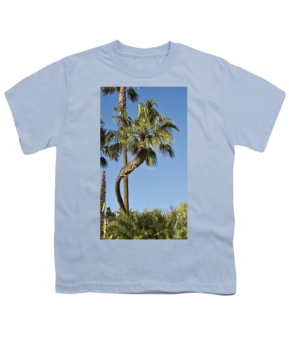 Linda Brody Youth T-Shirt featuring the photograph Palm Tree Needs A Chiropractor by Linda Brody