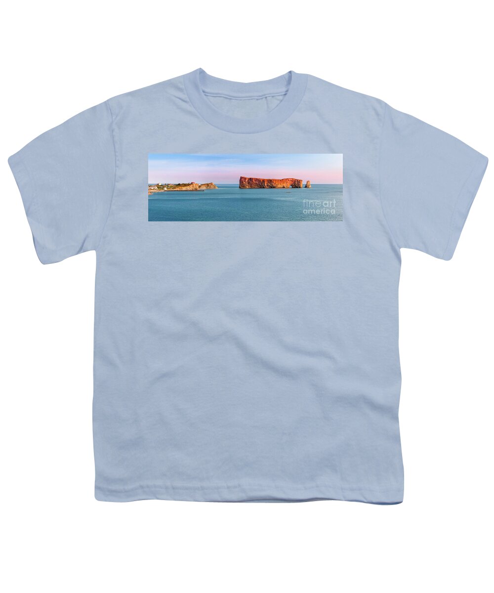 Perce Rock Youth T-Shirt featuring the photograph Perce Rock panorama at sunset by Elena Elisseeva