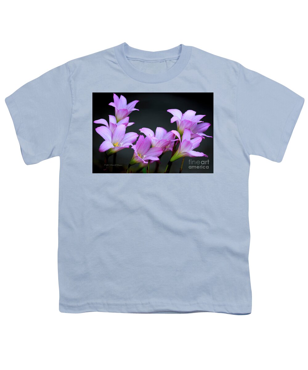 Zephyranthes Youth T-Shirt featuring the photograph Pink Fairy Lilies by Richard J Thompson