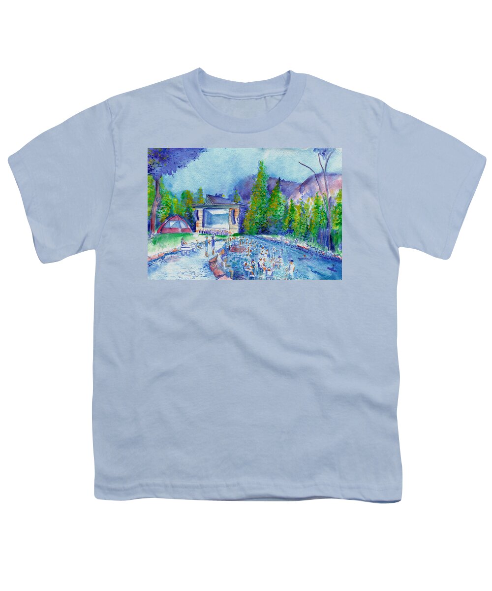 Planet Bluegrass Youth T-Shirt featuring the painting Planet Bluegrass Lyons Colorado by David Sockrider