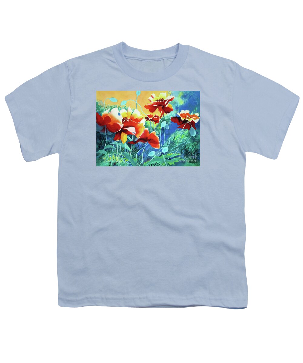 Paintings Youth T-Shirt featuring the painting Red Hot Cool Blue by Kathy Braud