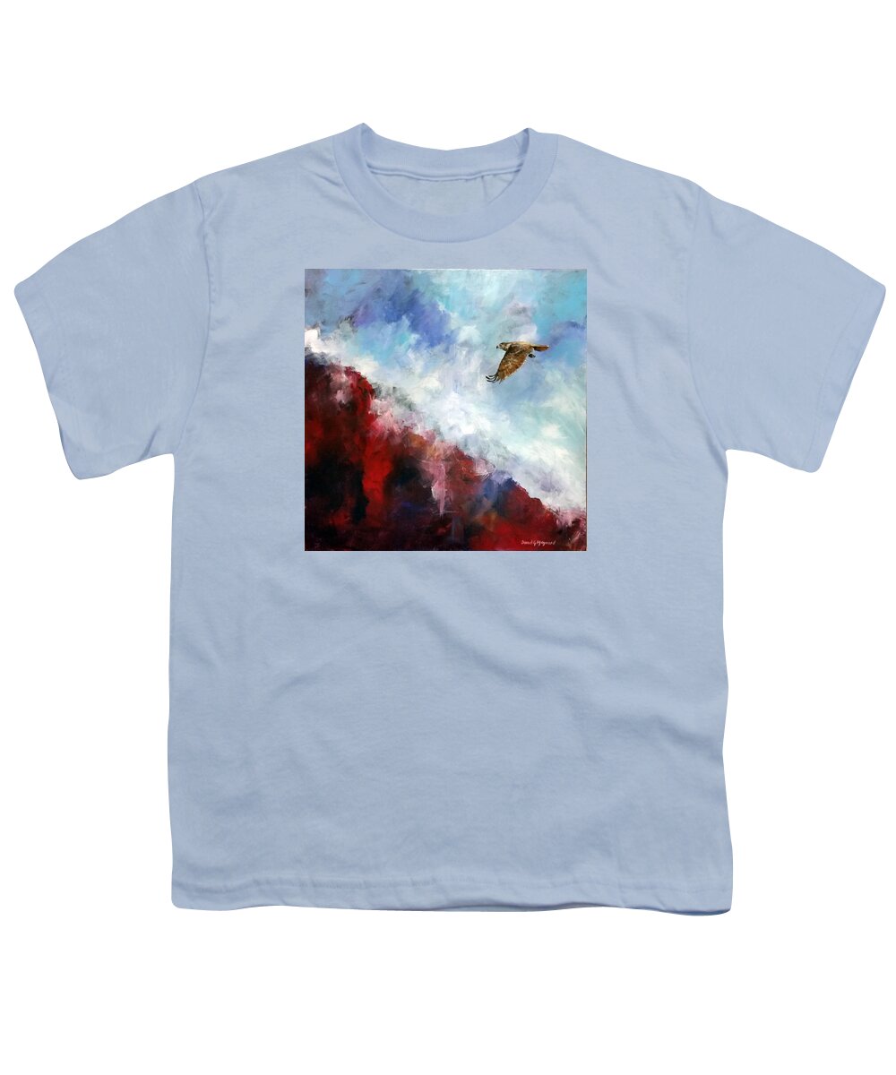 Red Tail Hawk Youth T-Shirt featuring the painting Red Tail by David Maynard